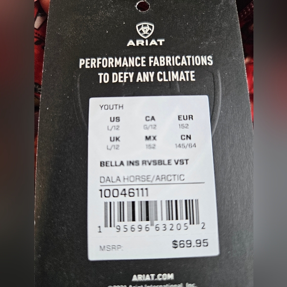 Ariat Youth Bella Insulated Reversible Vest LRG (new) item 1004611 - Picture 4 of 5